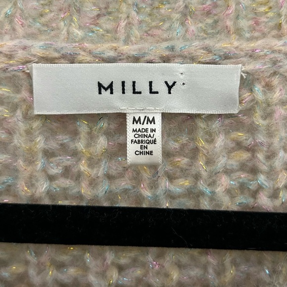 Milly Oversized, Cozy, Knit Sweater, Cream with Coloured Metallic Yarn, Sz M - Picture 4 of 7